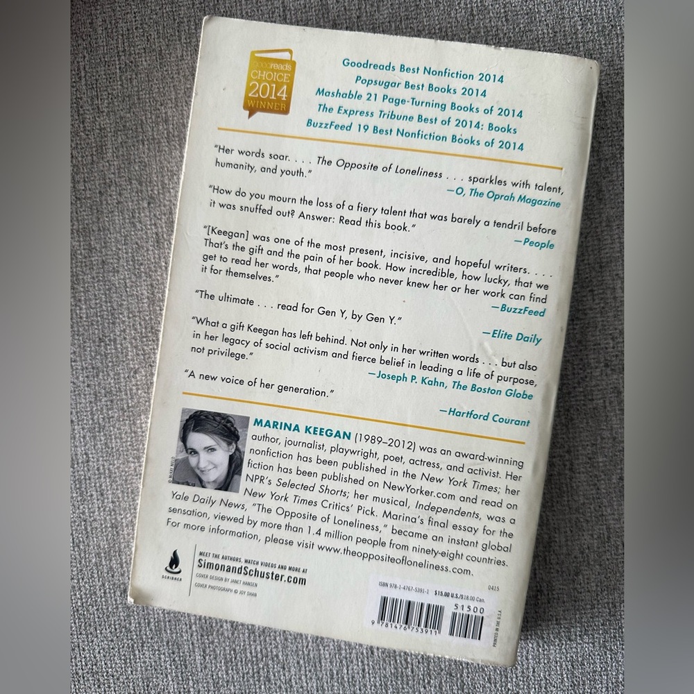 The Opposite of Loneliness. Paperback Book. - Picture 2 of 3